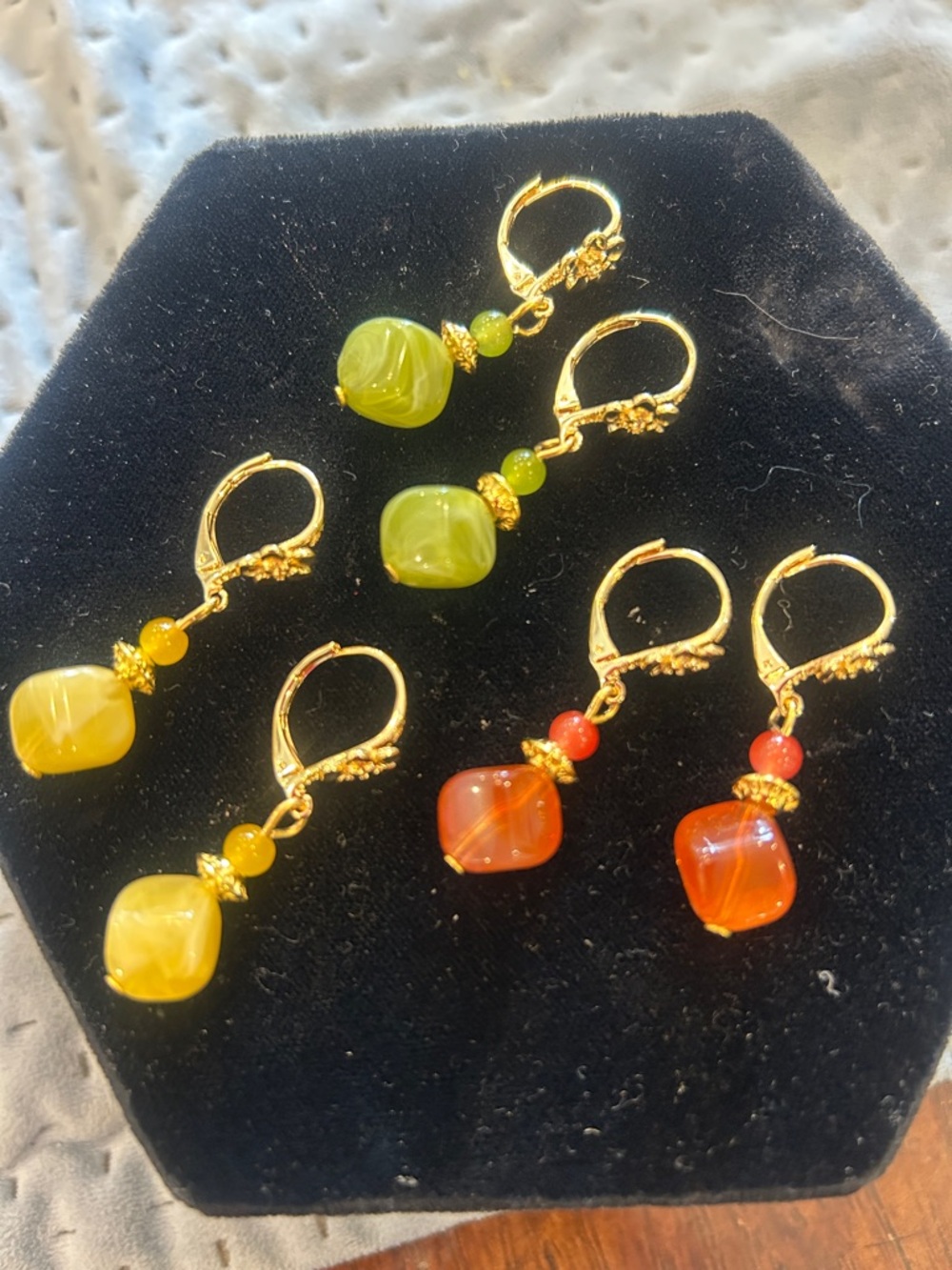 Green,Yellow or Orange Drop French Wire Earrings-NWT